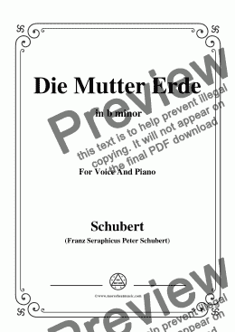 page one of Schubert-Die Mutter Erde,in b minor,for Voice and Piano