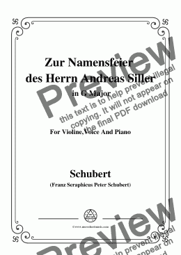 page one of Schubert-Zur Namensfeier des Herrn Andreas Siller,in G Major,for Violine Voice and Piano