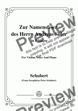 page one of Schubert-Zur Namensfeier des Herrn Andreas Siller,in F Major,for Violin,Voice&Piano