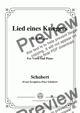 page one of Schubert-Lied eines Kriegers,D.822,in B Major,for Voice and Piano