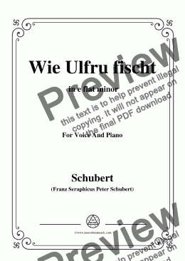 page one of Schubert-Wie Ulfru fischt,in e flat minor,Op.21,No.3,for Voice and Piano
