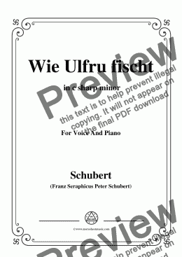 page one of Schubert-Wie Ulfru fischt,in c sharp minor,Op.21,No.3,for Voice and Piano