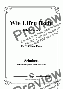 page one of Schubert-Wie Ulfru fischt,in b flat minor,Op.21,No.3,for Voice and Piano