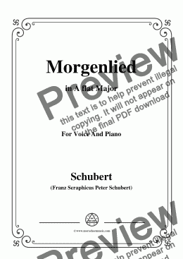 page one of Schubert-Morgenlied,in A flat Major,for Voice and Piano