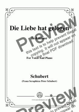 page one of Schubert-Die Liebe hat gelogen,in d minor,Op.23,No.1,for Voice and Piano