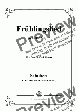page one of Schubert-Frühlingslied,in E flat Major,for Voice and Piano