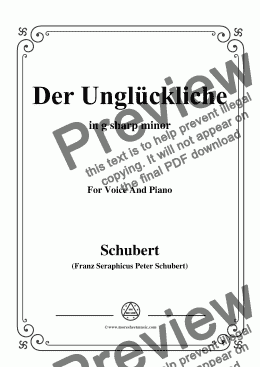 page one of Schubert-Der Unglückliche,in g sharp minor,Op.87,No.1,for Voice and Piano
