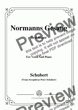 page one of Schubert-Normanns Gesang,in d minor,Op.52,No.5,for Voice and Piano