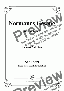 page one of Schubert-Normanns Gesang,in e flat minor,Op.52,No.5,for Voice and Piano
