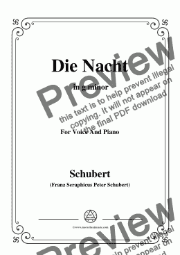 page one of Schubert-Die Nacht,in g minor,D.534,for Voice and Piano 