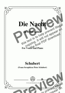 page one of Schubert-Die Nacht,in b flat minor,D.534,for Voice and Piano
