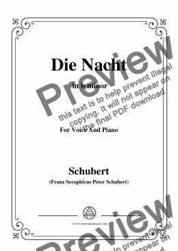 page one of Schubert-Die Nacht,in b minor,D.534,for Voice and Piano