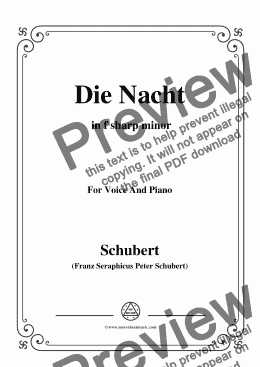 page one of Schubert-Die Nacht,in f sharp minor,D.534,for Voice and Piano