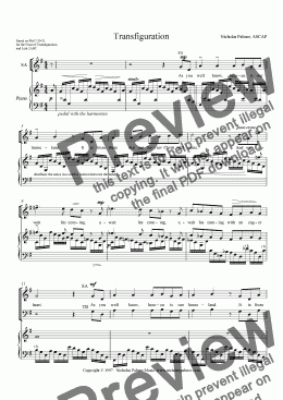 page one of Transfiguration (SATB)