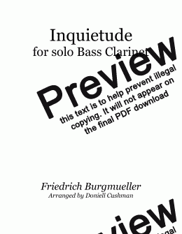 page one of Inquietude - Bass Clarinet