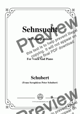 page one of Schubert-Sehnsucht,in f sharp minor,Op.105 No.4,for Voice and Piano