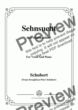page one of Schubert-Sehnsucht,in c sharp minor,Op.105 No.4,for Voice and Piano