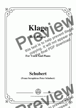 page one of Schubert-Klage(Lament),in C Major,D.415,for Voice and Piano