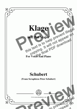page one of Schubert-Klage(Lament),in E flat Major,D.415,for Voice and Piano