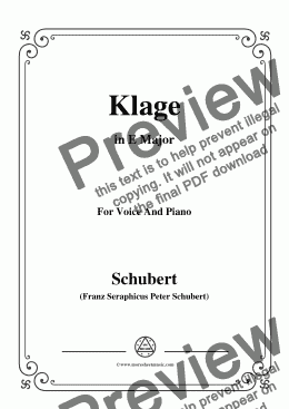 page one of Schubert-Klage(Lament),in E Major,D.415,for Voice and Piano