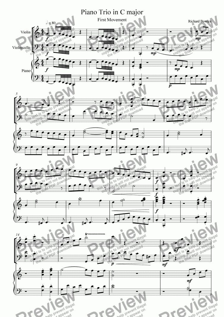 page one of C Major Piano Trio - First Movement