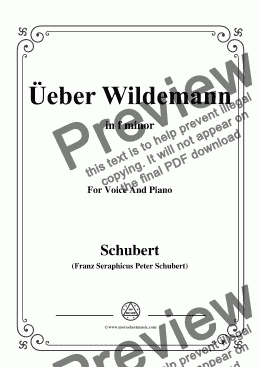 page one of Schubert-Über Wildemann,in f minor,Op.108 No.1,for Voice and Piano