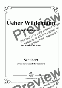 page one of Schubert-Über Wildemann,in c sharp minor,Op.108 No.1,for Voice and Piano