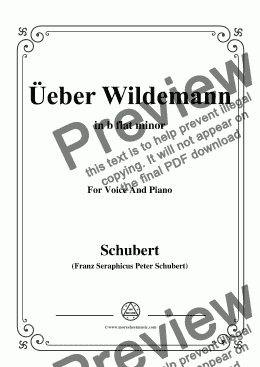 page one of Schubert-Über Wildemann,in b flat minor,Op.108 No.1,for Voice and Piano