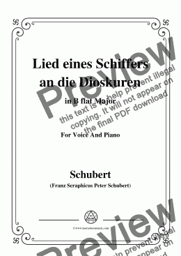 page one of Schubert-Lied eines Schiffers an die Dioskuren,in B flat Major,Op.65 No.1,for Voice&Piano