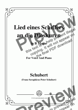page one of Schubert-Lied eines Schiffers an die Dioskuren,in B Major,Op.65 No.1