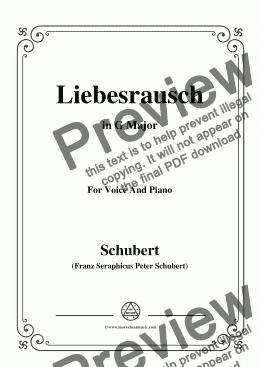 page one of Schubert-Liebesrausch,in G Major,for Voice and Piano