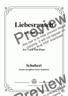 page one of Schubert-Liebesrausch,in G flat Major,for Voice and Piano