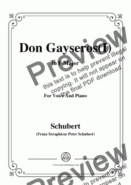 page one of Schubert-Don Gayseros(I),in F Major,D.93 No.1,for Voice and Piano