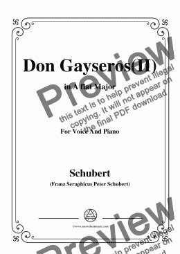 page one of Schubert-Don Gayseros(II),in A flat Major,D.93 No.2,for Voice and Piano