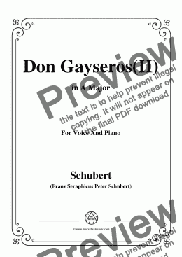 page one of Schubert-Don Gayseros(II),in A Major,D.93 No.2,for Voice and Piano