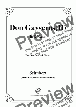 page one of Schubert-Don Gayseros(II),in E Major,D.93 No.2,for Voice and Piano