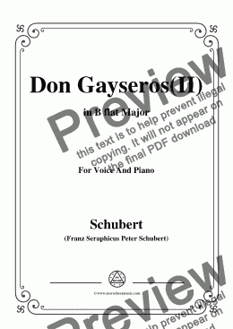page one of Schubert-Don Gayseros(II),in B flat Major,D.93 No.2,for Voice and Piano