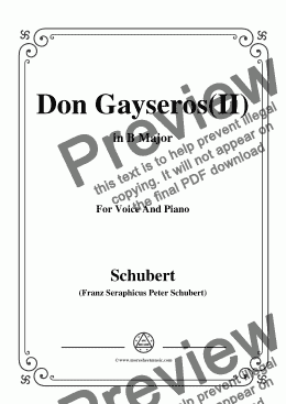 page one of Schubert-Don Gayseros(II),in B Major,D.93 No.2,for Voice and Piano