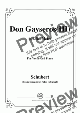 page one of Schubert-Don Gayseros(III),in E flat Major,D.93 No.3,for Voice and Piano