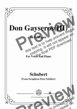 page one of Schubert-Don Gayseros(III),in E Major,D.93 No.3,for Voice and Piano