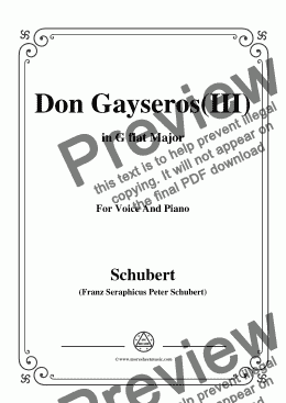 page one of Schubert-Don Gayseros(III),in G flat Major,D.93 No.3,for Voice and Piano