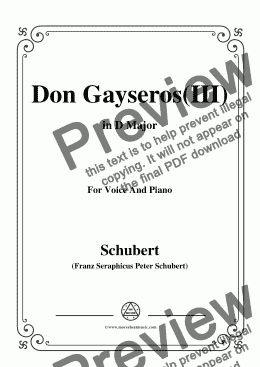 page one of Schubert-Don Gayseros(III),in D Major,D.93 No.3,for Voice and Piano