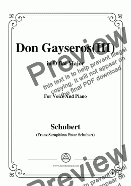 page one of Schubert-Don Gayseros(III),in D flat Major,D.93 No.3,for Voice and Piano