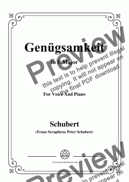 page one of Schubert-Genügsamkeit,in E Major,Op.109 No.2,for Voice and Piano