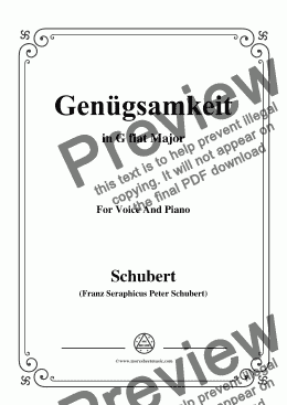 page one of Schubert-Genügsamkeit,in G flat Major,Op.109 No.2,for Voice and Piano