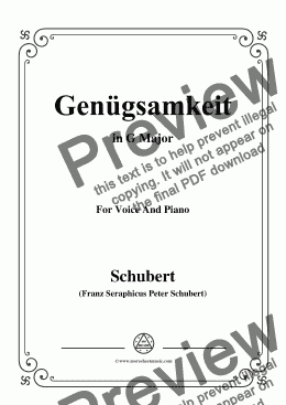page one of Schubert-Genügsamkeit,in G Major,Op.109 No.2,for Voice and Piano