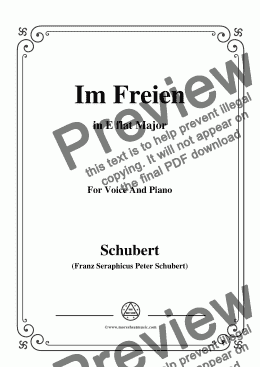 page one of Schubert-Im Freien,in E flat Major,Op.80 No.3,for Voice and Piano
