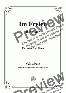 page one of Schubert-Im Freien,in F Major,Op.80 No.3,for Voice and Piano