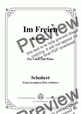 page one of Schubert-Im Freien,in D Major,Op.80 No.3,for Voice and Piano