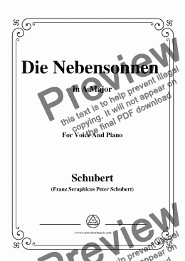 page one of Schubert-Die Nebensonnen,in A Major,Op.89 No.23,for Voice and Piano
